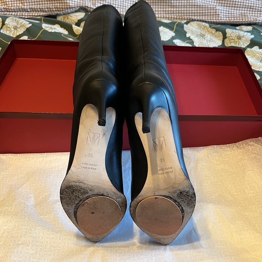 Tamara Mellon Trinity Black Leather Heeled Boots - Picture 11 of 14